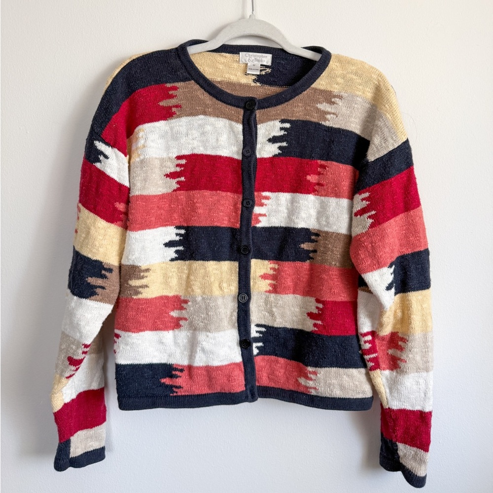 Christopher & Bank’s 90’s Colorful patchwork Striped Women's Sweater size Medium